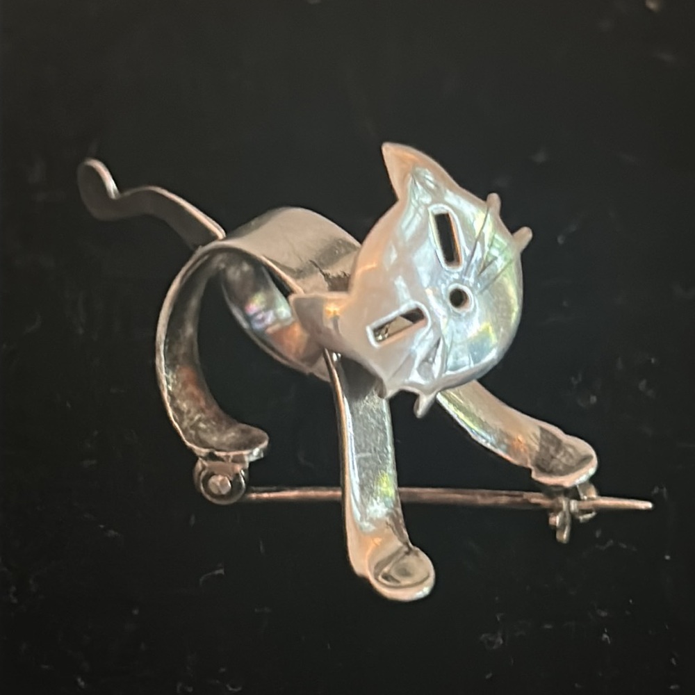 VTG Sterling articulated Cat Brooch - Picture 3 of 7